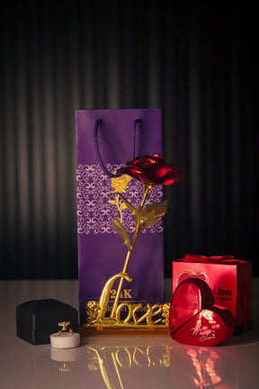 Valentine's Day Deal: 24K Golden Rose, Mutual Love Perfume & Ring With Light Box