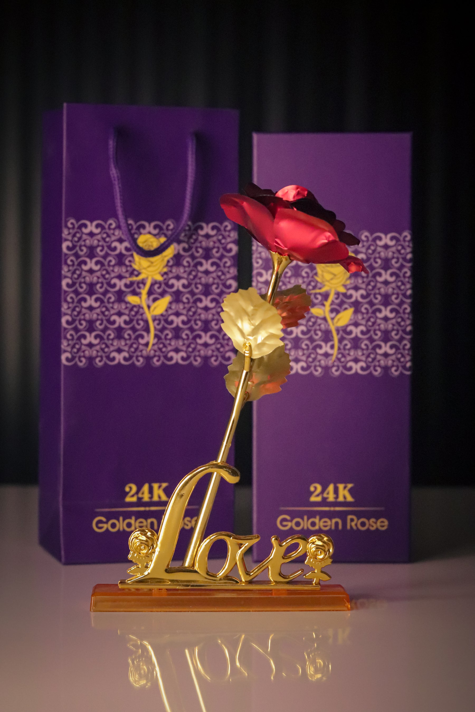 Valentine's Day Deal: 24K Golden Rose, Mutual Love Perfume & Ring With Light Box