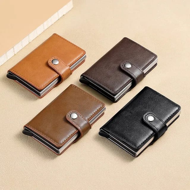 Genuine Leather Pop-Out Card Holder Wallet